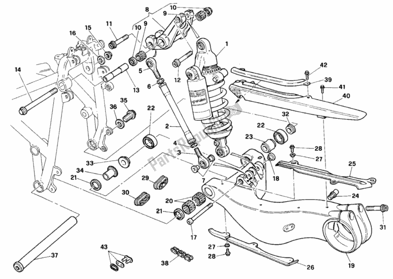 All parts for the Rear Shock Absorber of the Ducati Superbike 916 R 1997